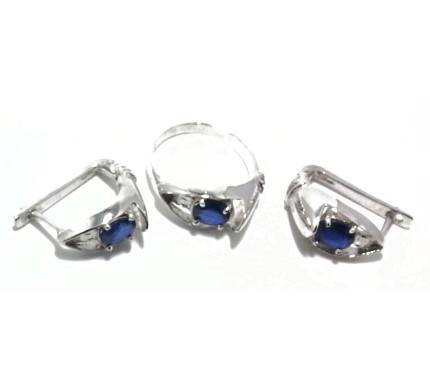 .925 Silver Blue Sapphire Set