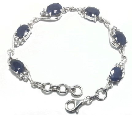.925 Silver Blue Sapphire Bracelet