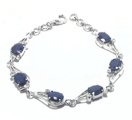.925 Silver Blue Sapphire Bracelet