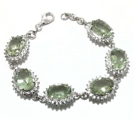 .925 Silver Green Amethist Bracelet