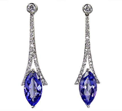 .925 Silver Blue Sapphire Ear Ring