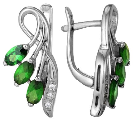 .925 Silver Emerald Ear Ring