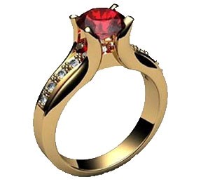 .585 Gold Garnet & Diamond Ring
