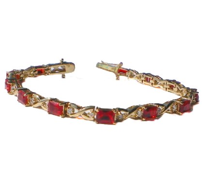 .585 Gold Ruby & Diamond Bracelet