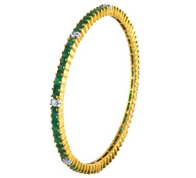 .585 Gold Emerald & Diamond Bracelet